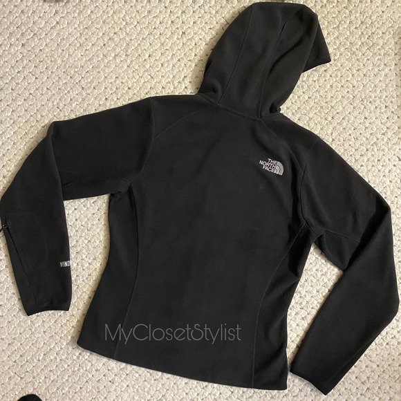 THE NORTH FACE Women’s WindWall Hood Jacket! Small Black Hooded Full Front Zip - Picture 9 of 9